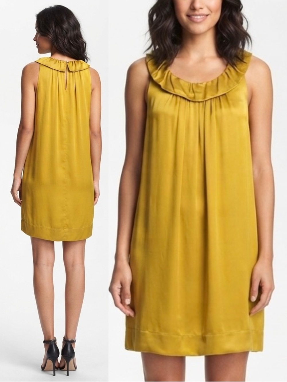 BCBG Silk Satin Dress Gold Yellow Pullon Size 2NWT